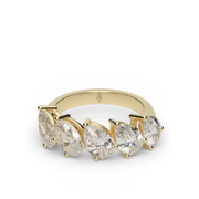 2.5 Carat Yellow Gold Five Stone Pear Shape Diamond Anniversary Ring/Band With Shared Prong Setting